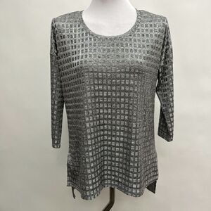 TO Thomas & Olivia Women's Top Petite‎ Large Silver Gray
